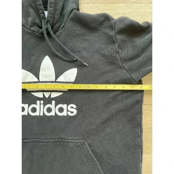 Adidas Hoodie Black Trefoil Logo Graphic Pullover Sweatshirt Athletic Men's L - Picture 6 of 9